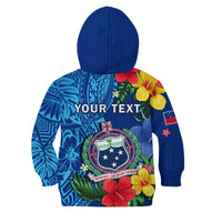 (Custom Personalised) Samoa Hoodie KID Coat Of Arms Mix Tropical Flowers LT14 - Polynesian Pride