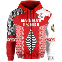 Custom Tonga Rugby Hoodie Kupesi Ngatu Mate Maa Tonga LT13 Zip Hoodie Red - Polynesian Pride