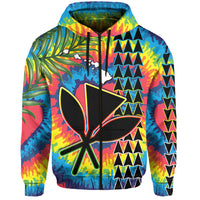 Custom Hawaii Rainbow Tie Dye Hoodie Flowers Polynesian Hawaiian Tribal LT13 - Polynesian Pride