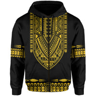Custom Polynesian Hoodie Dashiki With Polynesian Tattoo Royal Golden Version LT14 - Polynesian Pride