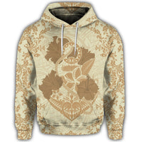 Hawaiian Anchor Hibiscus Flower Vintage Hoodie Beige - Polynesian Pride