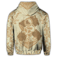 Hawaiian Anchor Hibiscus Flower Vintage Hoodie Beige - Polynesian Pride