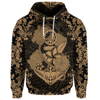 Custom Hawaii Anchor Hibiscus Flower Vintage Hoodie Gold - Polynesian Pride