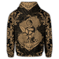 Hawaii Anchor Hibiscus Flower Vintage Zip Hoodie Gold - Polynesian Pride