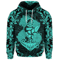 Custom Hawaii Anchor Hibiscus Flower Vintage Hoodie Turquoise - Polynesian Pride