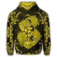 Hawaii Anchor Hibiscus Flower Vintage Zip Hoodie Yellow - Polynesian Pride