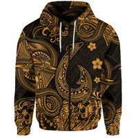 Hawaii Fish Hook Polynesian Zip Hoodie Unique Style Gold LT8 - Polynesian Pride