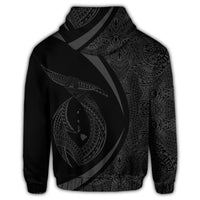Hawaiian Fish Hook Polynesian Hoodie Circle Style Gray - Polynesian Pride