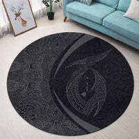 Hawaii Fish Hook Polynesian Round Carpet - Circle Style Gray - AH - Polynesian Pride