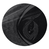 Hawaii Fish Hook Polynesian Round Carpet - Circle Style Gray - AH Round Carpet Luxurious Plush - Polynesian Pride