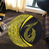 Hawaii Fish Hook Polynesian Round Carpet - Circle Style Yellow - AH - Polynesian Pride