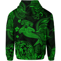 Hawaii Hammer Shark Polynesian Zip Hoodie Unique Style Green LT8 - Polynesian Pride