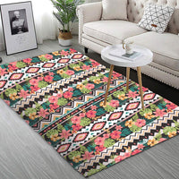 Hawaii Hibiscus Ethnic Mix Tropical Flower Area Rug - AH - Polynesian Pride