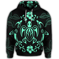 Hawaiian Honu Turtle Dolphin With Plumeria Hoodie - Polynesian Pride