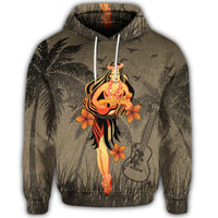 Hawaiian Hula Girl Ukulele Plumeria Hoodie - Polynesian Pride
