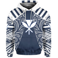 Hawaii Kanaka Football Jersey Polynesian Hoodie Blue and White Victor Style - Polynesian Pride