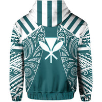 Hawaii Kanaka Football Jersey Polynesian Hoodie Cyan & White Victor Style - Polynesian Pride