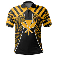 Hawaii Kanaka Football Jersey Polynesian Polo Shirt Black and Yellow Victor Style - Polynesian Pride
