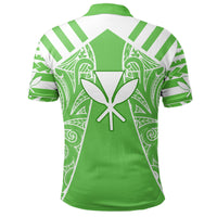 Hawaii Kanaka Football Jersey Polynesian Polo Shirt Green and White Victor Style - Polynesian Pride