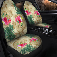 Hawaii Kanaka Maoli Plumeria Palm Trees Hammer Shark Car Seat Covers - AH - Polynesian Pride