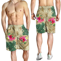 Hawaii Kanaka Maoli Plumeria Palm Trees Hammer Shark Men's Shorts - AH - Polynesian Pride
