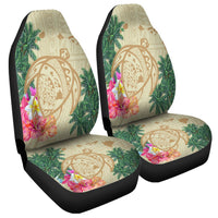 Hawaii Kanaka Maoli Polynesian Flowers Turtle Car Seat Covers - AH Universal Fit Black - Polynesian Pride