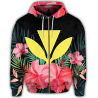 Hawaii Kanaka Tropical Hibiscus Zip Hoodie - Polynesian Pride