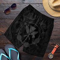 Hawaii Kanaka Turtle Hibiscus Polynesian Men's Shorts - Anthea Style Gray - AH Art - Polynesian Pride