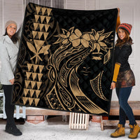 Hawaii Map Kanaka Polynesian Hula Girl Premium Quilts Gold - AH - J5C - Polynesian Pride