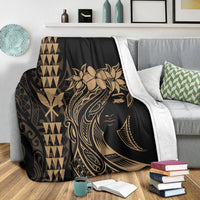 Hawaii Map Kanaka Polynesian Hula Girl Premium Blankets Gold - AH - J5C - Polynesian Pride