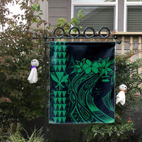 Hawaii Map Kanaka Polynesian Hula Girl Flag Green - AH - J5C - Polynesian Pride