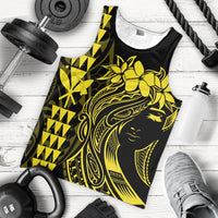 Hawaii Map Kanaka Polynesian Hula Girl Tank Top Yellow - AH - J5R - Polynesian Pride