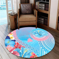Hawaii Map Sweet Dream Kanaka Polynesian Hibiscus Round Carpet - AH - Polynesian Pride