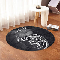 Hawaii Map Turtle Hibiscus Divise Polynesian Round Carpet - AH - Polynesian Pride