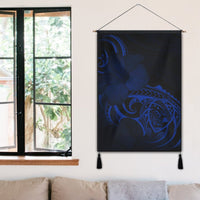 Hawaii Map Turtle Hibiscus Divise Polynesian Hanging Poster Blue - AH - Polynesian Pride