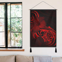 Hawaii Map Turtle Hibiscus Divise Polynesian Hanging Poster Red - AH - Polynesian Pride