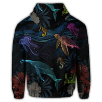 Hawaii Marine Life Sea Zip Hoodie - Polynesian Pride