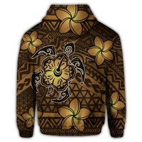 Hawaiian Mix Polynesian Turtle Plumeria Hoodie Nick Style Brown - Polynesian Pride