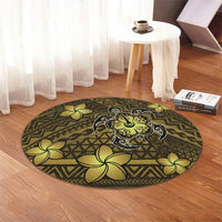 Hawaii Mix Polynesian Turtle Plumeria Round Carpet - AH - Nick Style - Yellow - Polynesian Pride