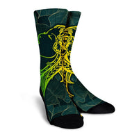 Hawaii Monstera Kalo Hula Girl Kanaka Maoli Crew Socks - AH - Polynesian Pride