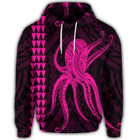 Hawaiian Octopus KaKau Polynesian Hoodie Pink - Polynesian Pride
