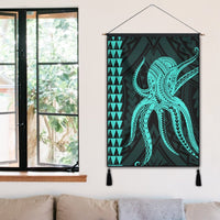 Hawaii Octopus KaKau Polynesian Hanging Poster - Turquoise - AH - Polynesian Pride