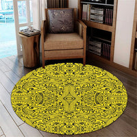 Hawaii Polynesian Culture Yellow Round Carpet - AH Round Carpet Luxurious Plush - Polynesian Pride