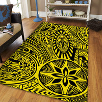 Hawaii Polynesian Hawaiian Style Tribal Tattoo Yellow Area Rug - AH - Polynesian Pride
