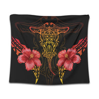 Hawaii Polynesian Hibiscus Animal Tapestry - AH Wall Tapestry Black - Polynesian Pride