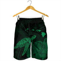 Hawaii Polynesian Hibiscus Turtle Map Men's Shorts Green - AH - Polynesian Pride