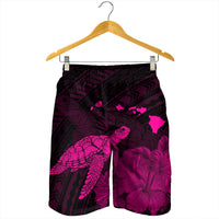 Hawaii Polynesian Hibiscus Turtle Map Men's Shorts Pink - AH - Polynesian Pride