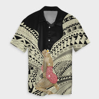 Hawaii Polynesian Hula Girl Wearing Plumeria Hawaiian Shirt - AH Unisex Black - Polynesian Pride