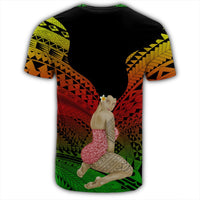 Hawaii Polynesian Hula Girl Wearing Plumeria T Shirt Reggae - Polynesian Pride