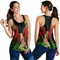 Hawaii Polynesian Hula Girl Wearing Plumeria Racerback Tank Reggae - AH Black - Polynesian Pride